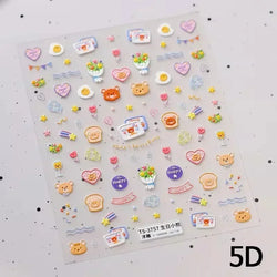 Cute Bowknot Dog Puppy Bear Strawberry Cake Fruit Juice Coffee Desserts Corgi Cherry Adhesive Nail Art Stickers Manicure Decals (ONLINE ORDER ONLY)