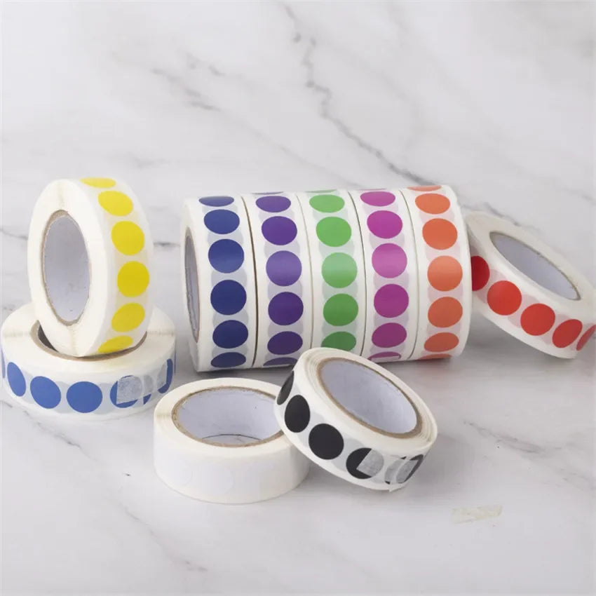500/1000pcs/ roll Color Dot Stickers Removable 1.3cm Chroma Label for Inventory Organize,File Classification Stationery Sticker (Online Order Only)