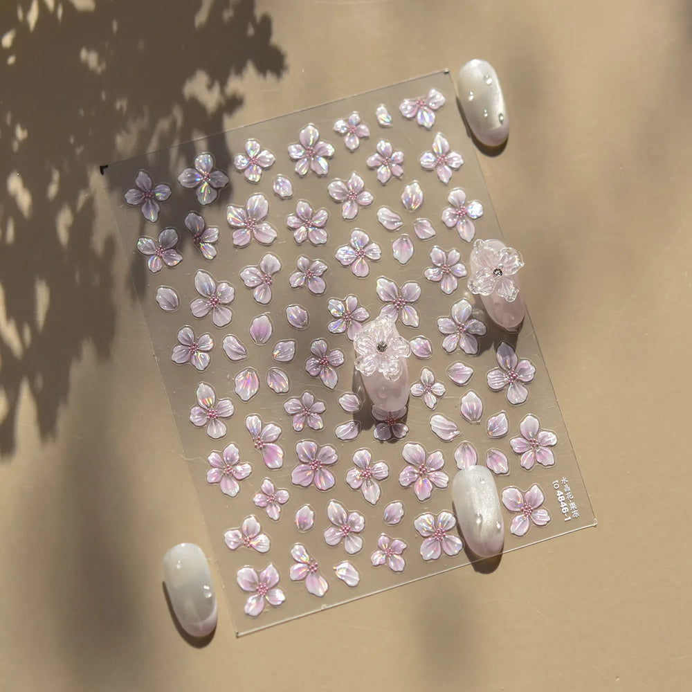 Vigour Crystal Flower Peach Blossom Garden Springtime Petal Self Adhesive Nail Art Stickers Chic Jelly Rhinestone Manicure Decal (ONLINE ORDER ONLY)