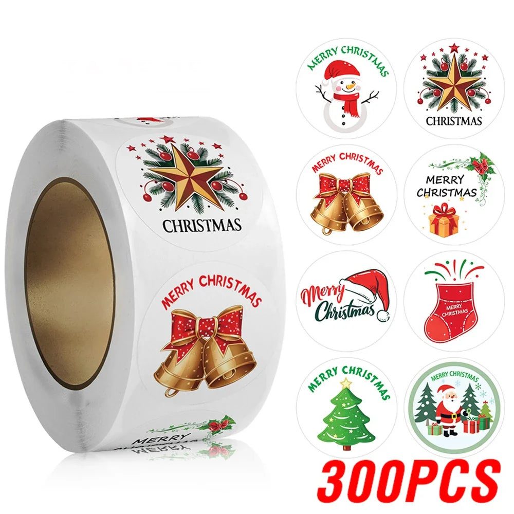 100-500pcs Merry Christmas Stickers 1Inch Round Christmas Seal Labels Stickers For Handmade Sticker Card Box Package Labels (Online Order Only)