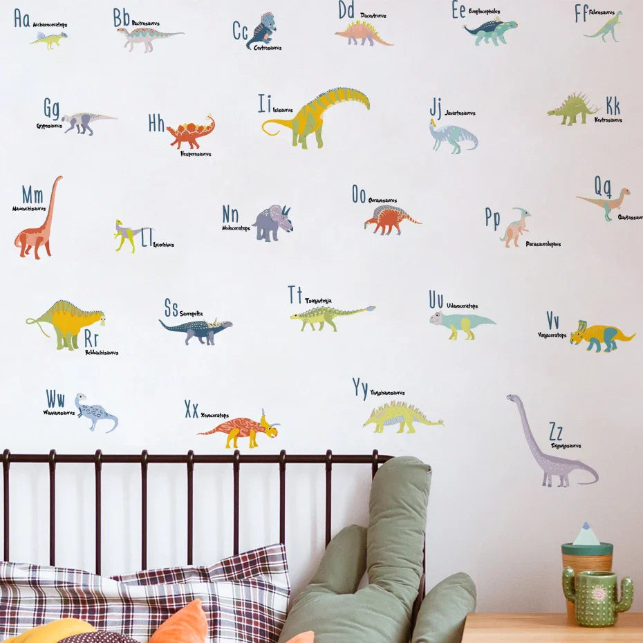 Dinosaur Alphabet Watercolor Wall Stickers for Kids Room (Online Order Only)