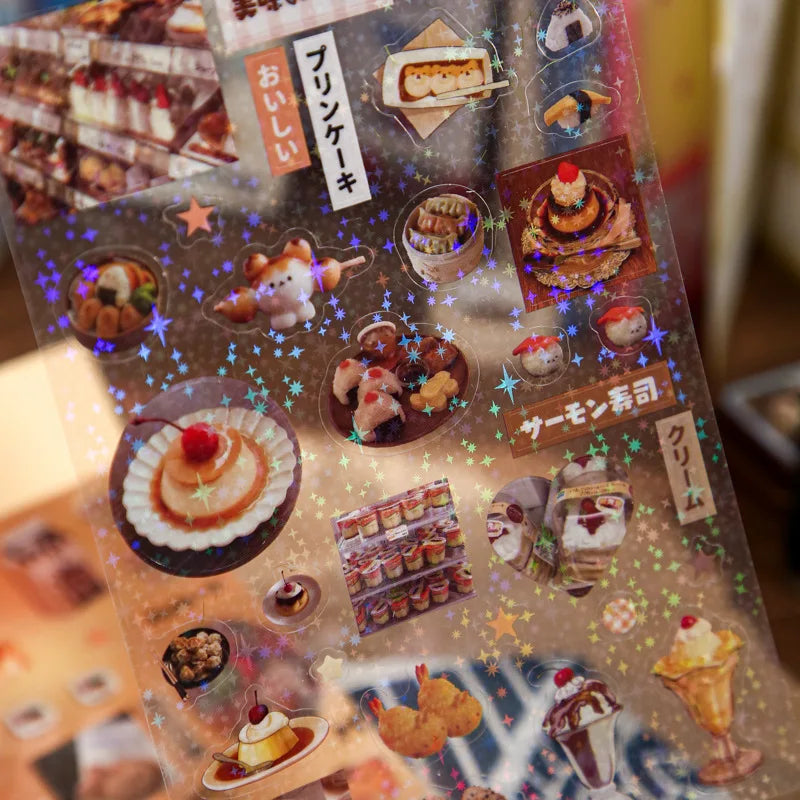 2pcs/set Y2K Retro Shop Series Glitter Decorative Sticker Journal Handbook Photocard Scrapbooking Kawaii Sticker Kids Gift (ONLINE ORDER ONLY)