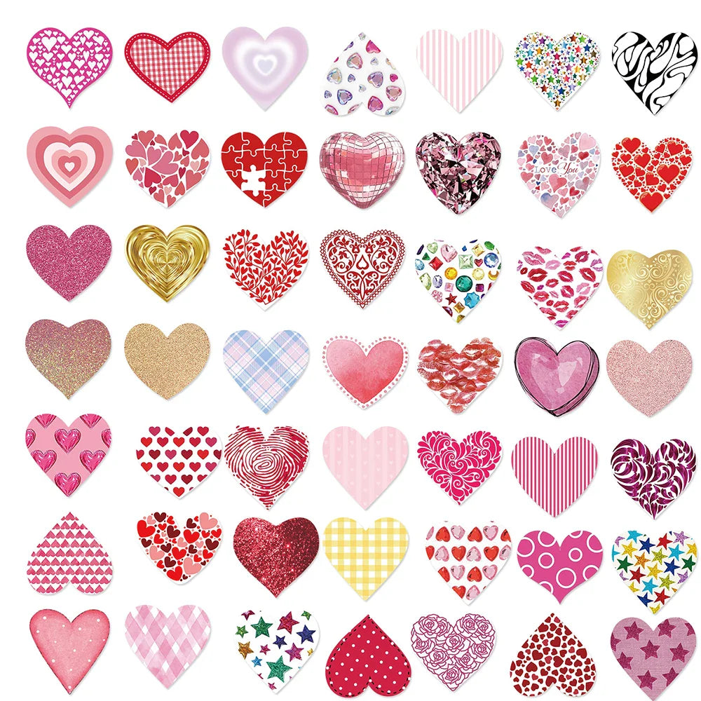 10/30/50PCS Pink Love Cute Heart Stickers Romantic Decals Graffiti Toys DIY Waterproof Phone Notebook Suitcase Bike Guitar Gifts (ONLINE ORDER ONLY)