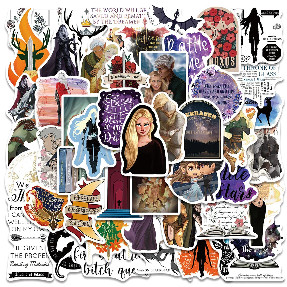 Throne of Glass Stickers 50PCS for Laptop, Skateboard, Water Bottle, Phone, Car, DIY Decals Gift (Online Order Only)