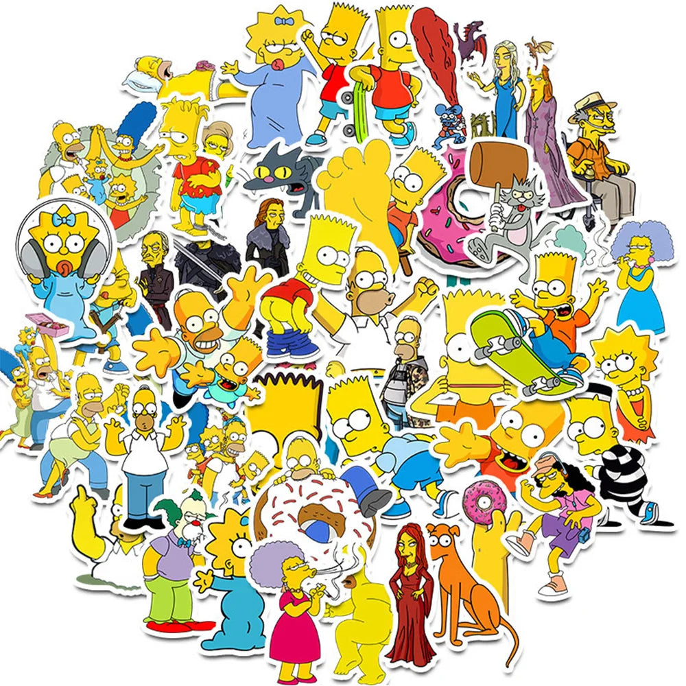 10/30/50pcs Kawaii Simpson Family Stickers Cartoon Anime Decals DIY Motorcycle Laptop Phone Car Waterproof Sticker Kids Toys (ONLINE ORDER ONLY)