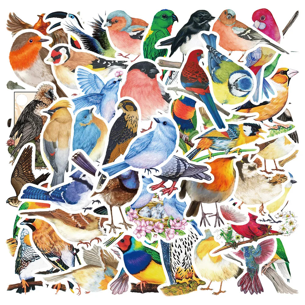 50pcs Cute Colorful Birds Animal Sticker Waterproof Graffiti For Phone Water Bottle Laptop Bicycle Car Decals Kids Toy (ONLINE ORDER ONLY)