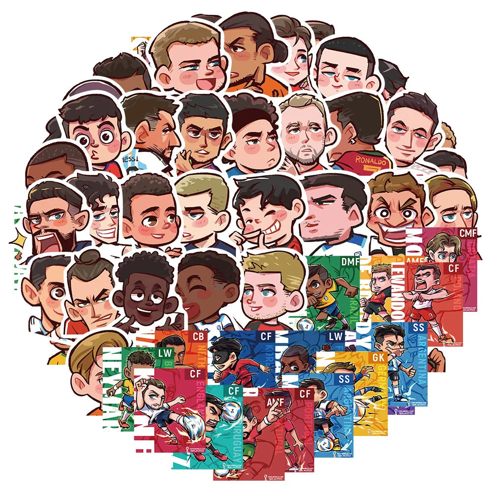 Football Star Cartoon Stickers Waterproof Decals for Laptop, Motorcycle, Luggage, Snowboard, Fridge, Car (10/30/54Pcs) (Online Order Only)