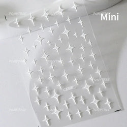 Flying Snowflakes Cold Winter Geometric Hexagon Star Romantic Adhesive Nail Art Stickers Embossment Rhinestone Manicure Decals (ONLINE ORDER ONLY)