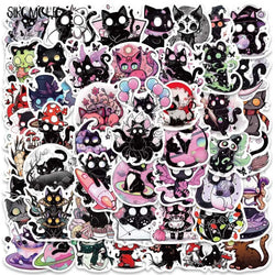 Cartoon Black Cat Stickers Pack - Scary Soul Graffiti for Luggage, Guitar, Fridge, Laptop (ONLINE ORDER ONLY)