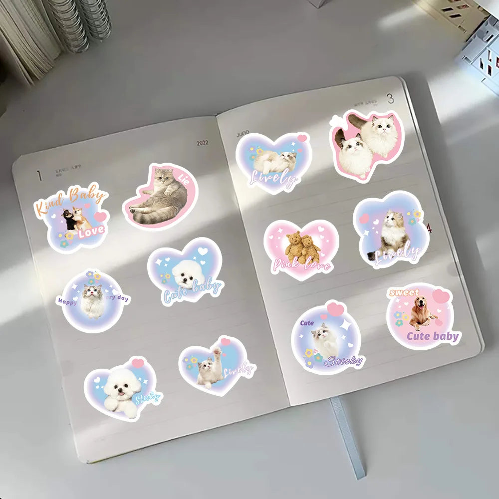 10/30/60/120PCS Cute Pet Dog Cat Stickers Cartoon Decals DIY Waterproof Scrapbook Phone Suitcase Skateboard Fridge Graffiti Toys (ONLINE ORDER ONLY)