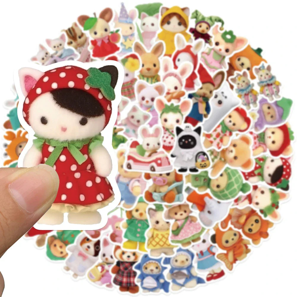 60pcs Cute Cartoon Fruit Critter Animals Stickers For Laptop Water Bottle Luggage Notebook Phone Waterproof Graffiti Decals (ONLINE ORDER ONLY)