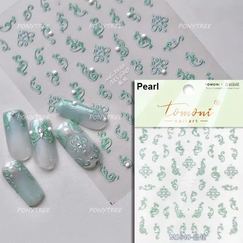 Baroque Figure Flower Totem Geometric Star Love Heart Hot Stamping Embossed Relief Self Adhesive Nail Art Sticker Manicure Decal (ONLINE ORDER ONLY)