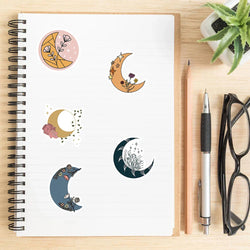 10/30/50PCS Pretty Bohemia Flower Moon Stickers Aesthetic Decoration DIY Skateboard Guitar Laptop Scrapbook Fridge Decals Toys (Online Order Only)