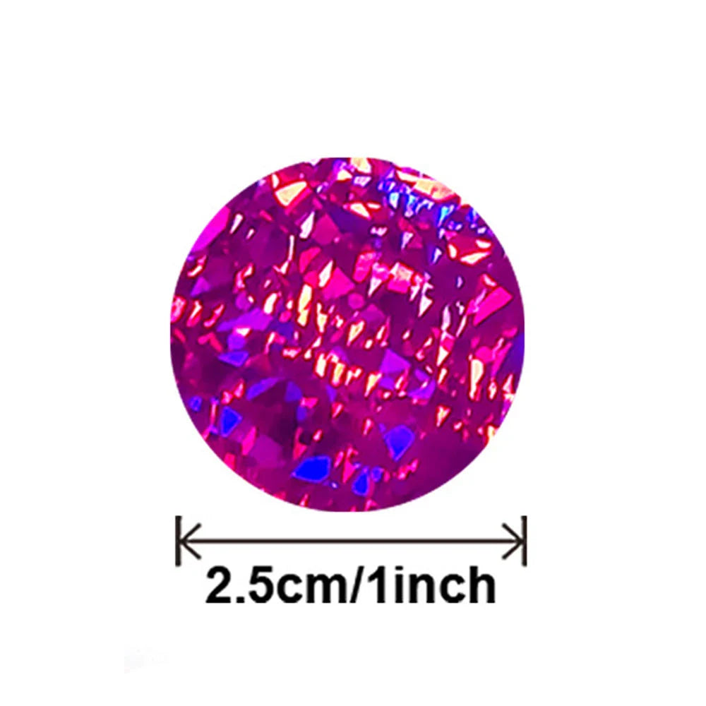 500pcs/roll Gold Holographic Glitter Sealing Label Round Laser Sticker Party Handmade Envelope Business Label Stationary Sticker (ONLINE ORDER ONLY)