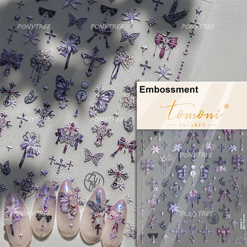 Cute Jelly Bowknot Butterfly Chic Animals Ribbon Tie Shine 3D Fantasy Nail Art Decorations Stickers DIY Dreamy Manicure Decals (Online Order Only)