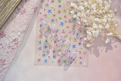 Colourful Dried Flower Petal Texture Peach Blossom Orchid Fragrant Bouquet 5D 3D Self Adhesive Nail Art Stickers Manicure Decals (ONLINE ORDER ONLY)