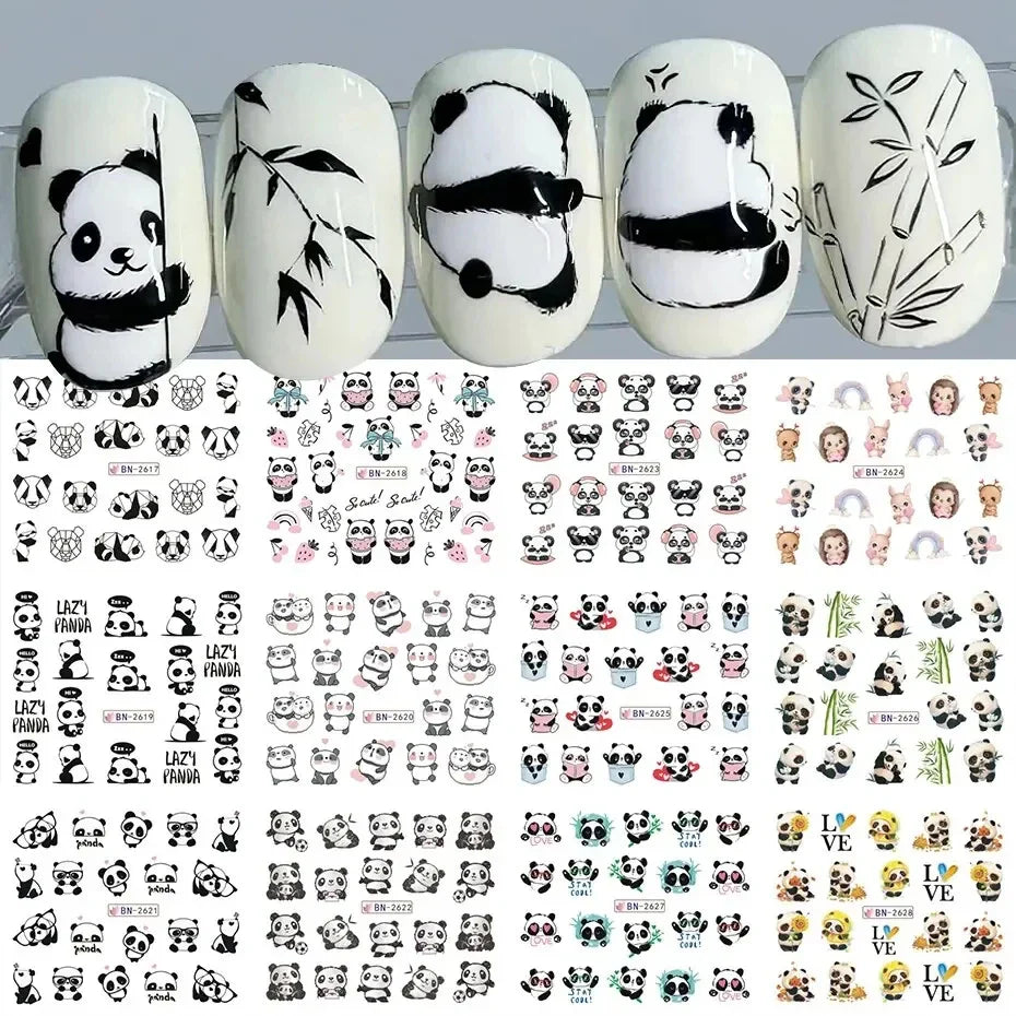 Kawaii Panda Nail Art Stickers Bamboo Bear Water Decals Manicure Decorations (Online Order Only)