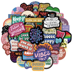 10/30/50PCS Inspirational Text Positive Stickers DIY Diary Phone Laptop Luggage Skateboard Graffiti Decals Fun for Kid Toys Gift (ONLINE ORDER ONLY)