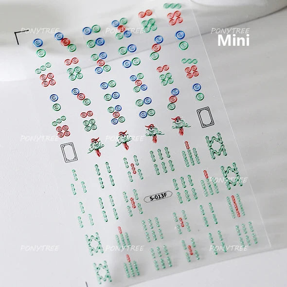 Pink Blue Yellow Embroidery Totems Geometric Floral Pattern Flower 5D Embossed Nail Art Stickers Bohemian Style Manicure Decals (ONLINE ORDER ONLY)
