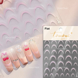 French Skirt Hem Halo Dyeing Purple Pink White Hemline Bowknot Wedding Veil Dreamy Star Adhesive Nail Art Sticker Manicure Decal (ONLINE ORDER ONLY)