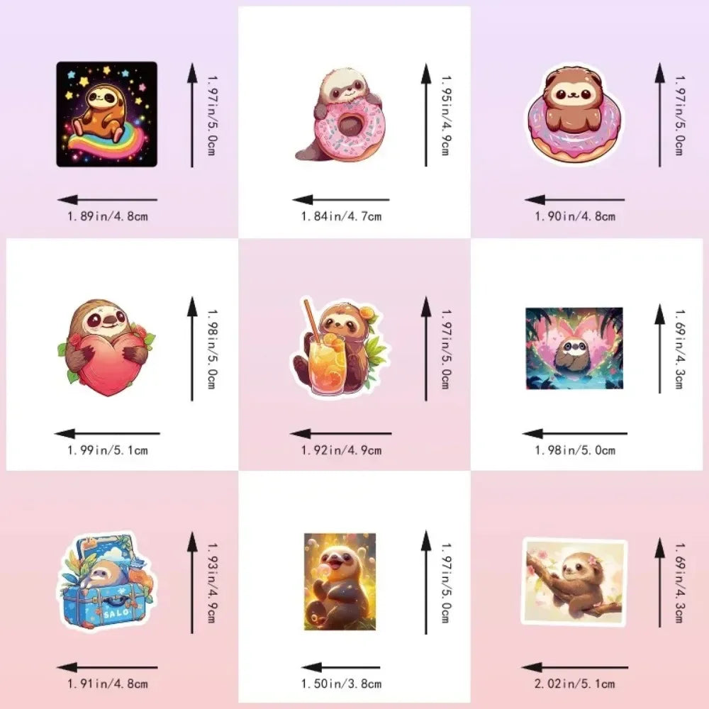10/50Pcs Cartoon Sloth Stickers Cute Personality Creative Stationery Sticker for Laptop Refrigerator Helmet Bike Guitar Kids Toy (ONLINE ORDER ONLY)