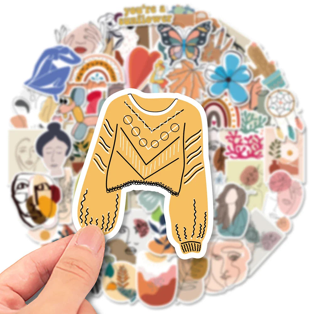 10/30/50PCS Funny Bohemian Cartoon Stickers For Kids Aesthetic Decals Decoration For Skateboard Laptop Helmet Phone DIY Toy Kid (ONLINE ORDER ONLY)
