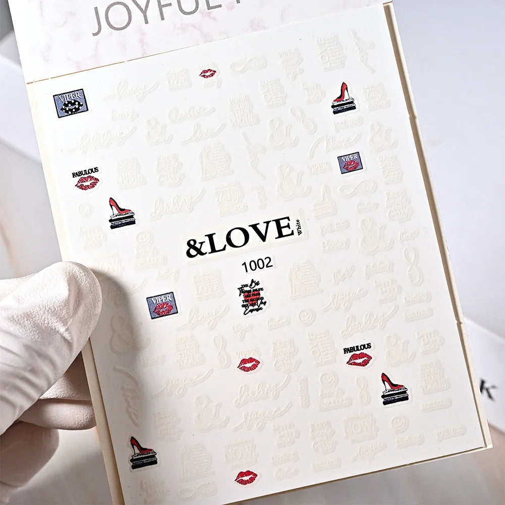 1PC Heart Love Design 3D Nail Art Sticker English Letter Self-Adhesive Slider Valentine's Day DIY Manicure Tips Accessories Tool (ONLINE ORDER ONLY)