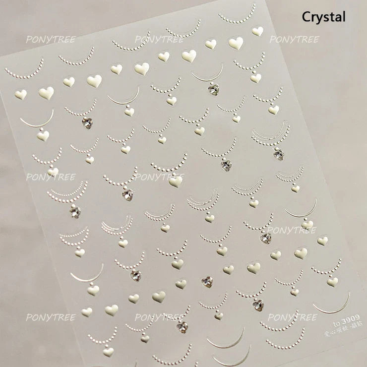 French Lines Gemstone Necklace Gilding Light Luxury Pearl Self Adhesive Nail Art Decorations Stickers Manicure Decals Wholesale (ONLINE ORDER ONLY)