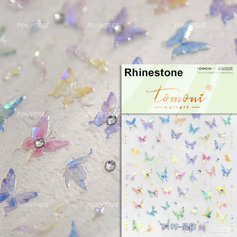 Colourful Butterfly Insect Animals Charming Jelly Special Workmanship 5D Soft Relief Adhesive Nail Art Stickers Manicure Decals (Online Order Only)