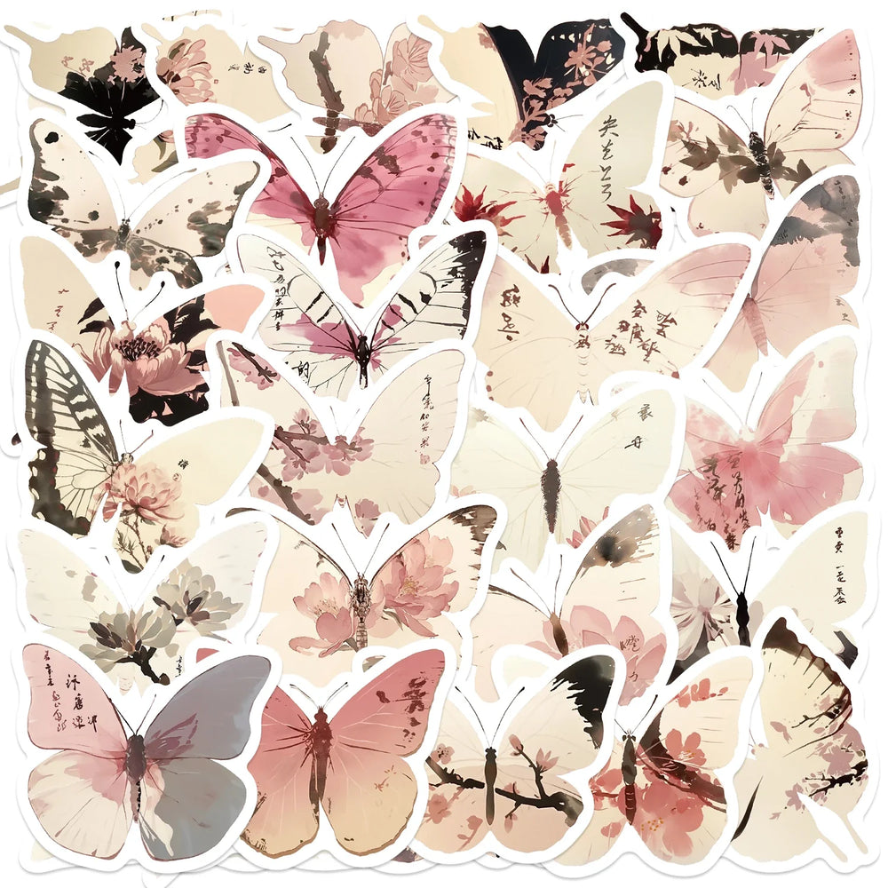 30Pcs Princess Color Aesthetic Butterfly Stickers Pack Phone Case Sticker Journal Accessories Scrapbooking Supplies (ONLINE ORDER ONLY)