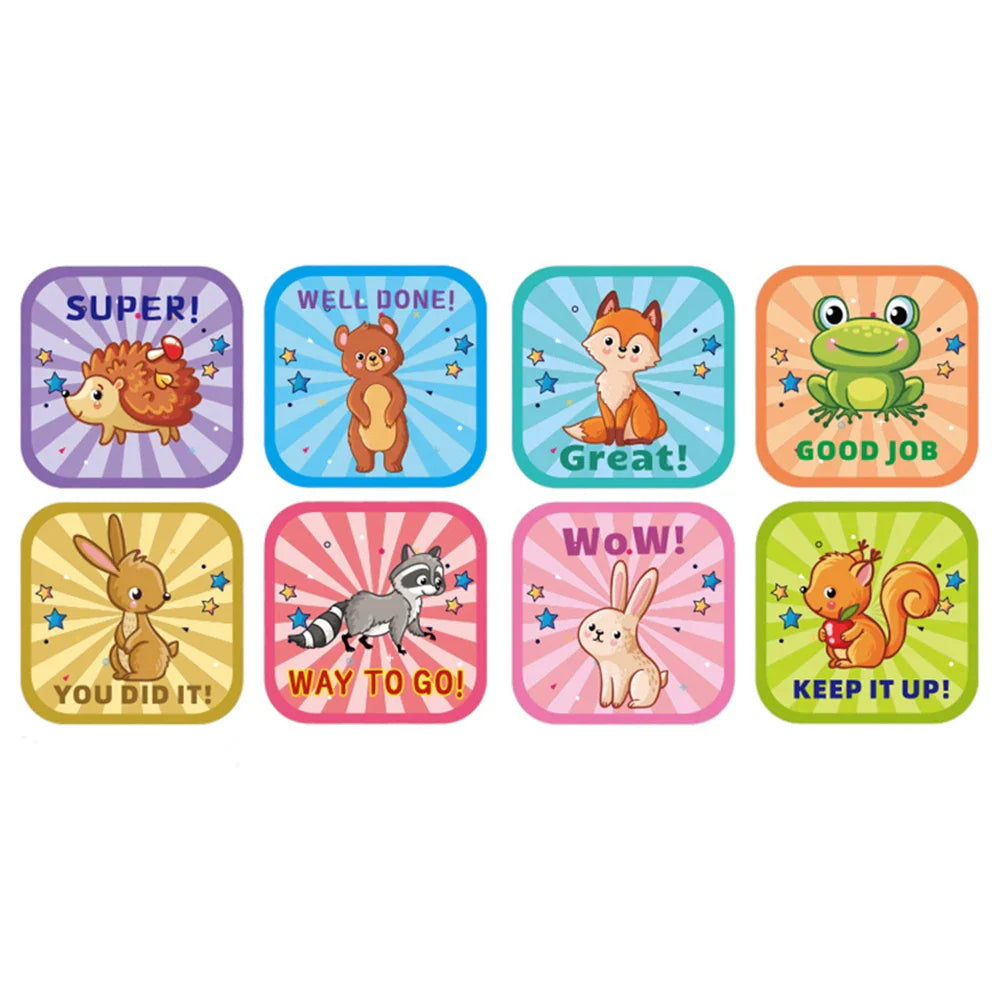 50-300pcs Reward Stickers Cartoon Animal Sealed Packaging Decoration Label Stickers School Teacher Kids Stationery Sticker (ONLINE ORDER ONLY)