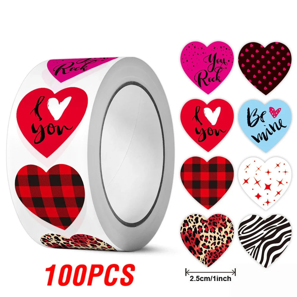 100-500pcs Heart-shaped Wedding Sticker Label Self-adhesive Sealing Decoration Sticker Invitation Label Birthday Party Stickers (ONLINE ORDER ONLY)