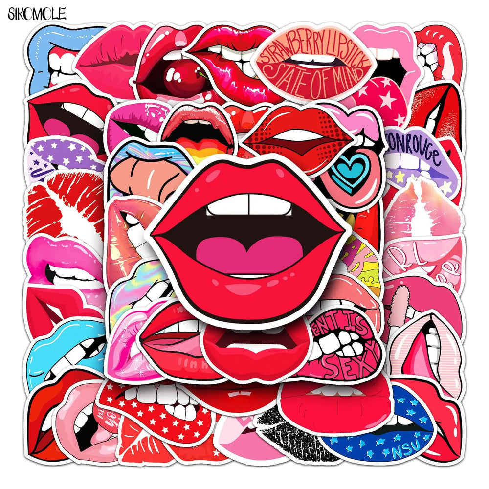 Cartoon Sexy Lips Graffiti Stickers for Car, Skateboard, Laptop Decals (Online Order Only)