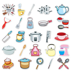 10/50PCS Kitchen Supplies Paper Sticker Decoration DIY Diary Notebook Scrapbook Label Sticker Cute Children Stationery Sticker (Online Order Only)
