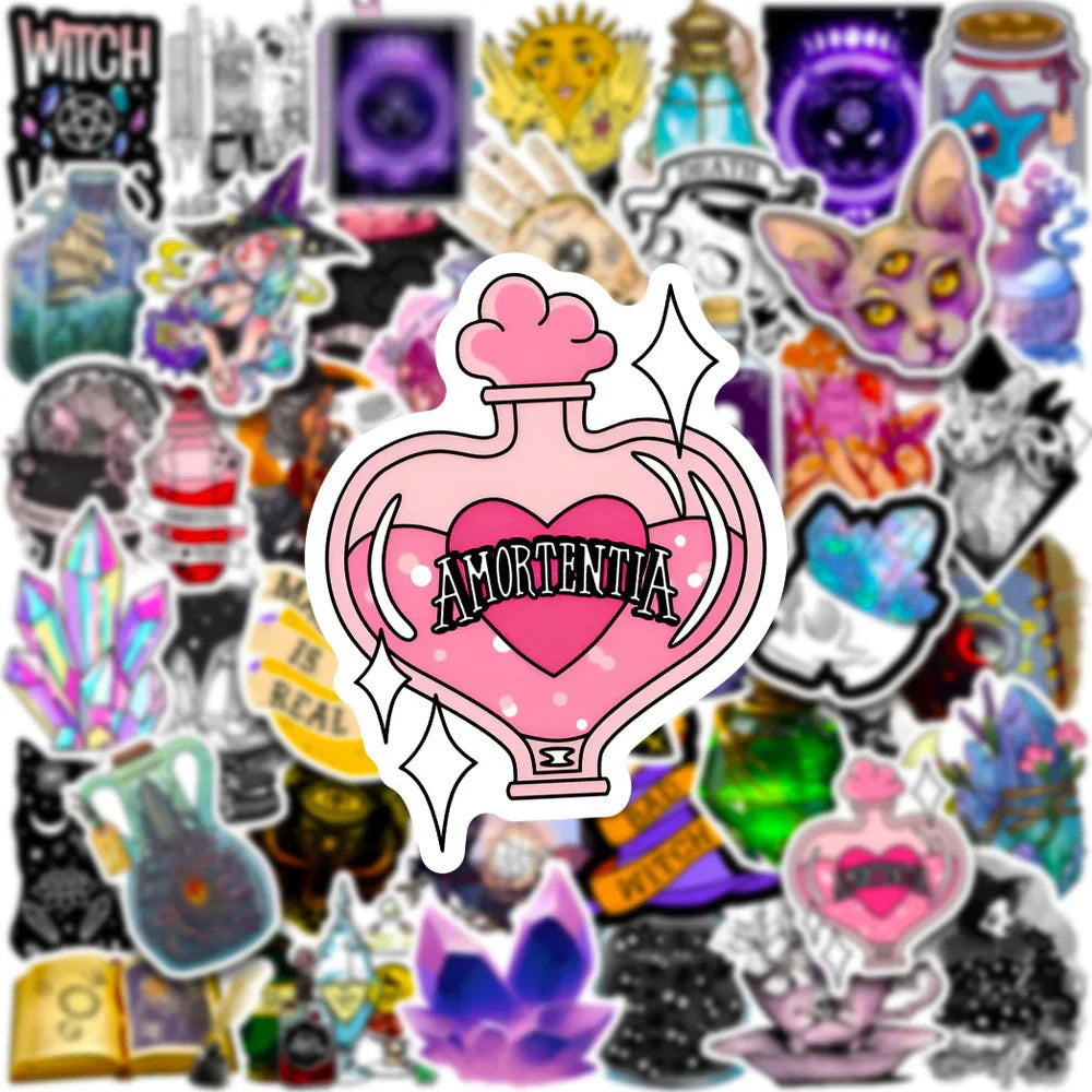 Magic Witch Crystal Stickers for Phone, Laptop, Luggage, Skateboard - 10/30/50PCS Fun Decals for Kids (Online Order Only)