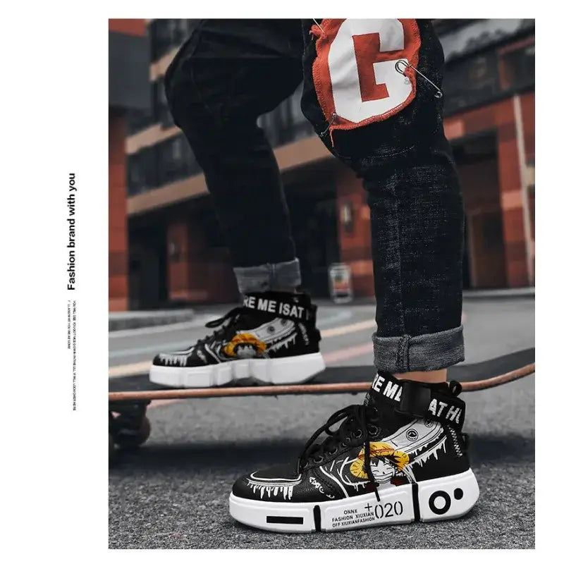One Piece Luffy High Top Shoes Zoro Anime Sneakers (ONLINE ORDER ONLY)