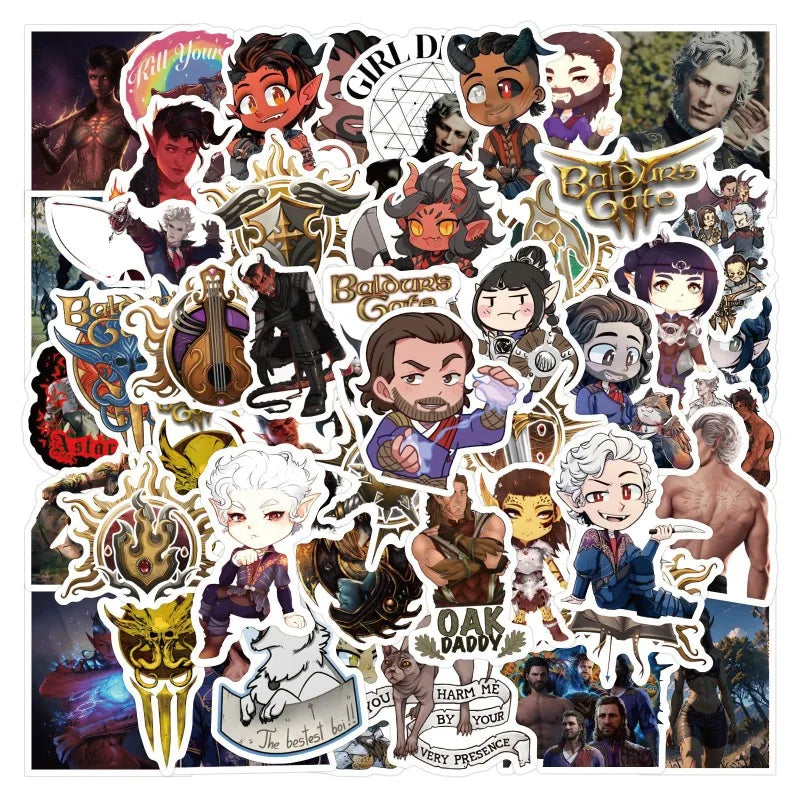 Baldur's Gate 3 Stickers 50pcs for Luggage, Water Bottles, Phones, Laptops, Cars, Scooters, Fridges (Online Order Only)