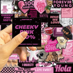10/30/55PCS Cute Black Pink Word Decoration Scrapbooking PVC Sticker Aesthetic Children's Stationery School Supplies for Kids (Online Order Only)