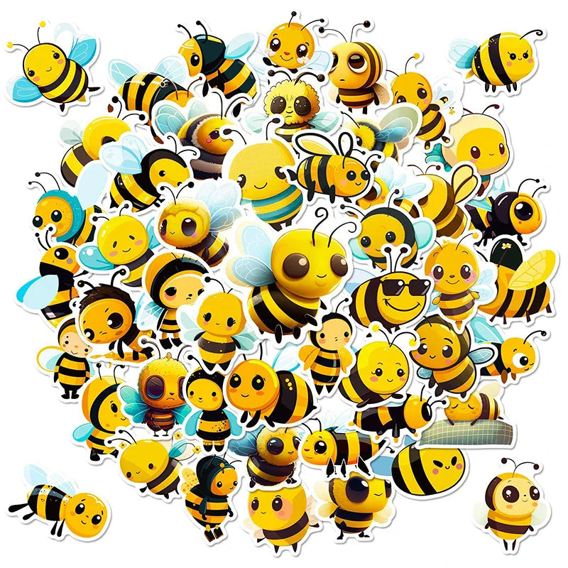 10/30/50PCS Cartoon Little Bee PVC Sticker Aesthetic Children's Laptop Decoration Scrapbooking Stationery School Supplies (ONLINE ORDER ONLY)