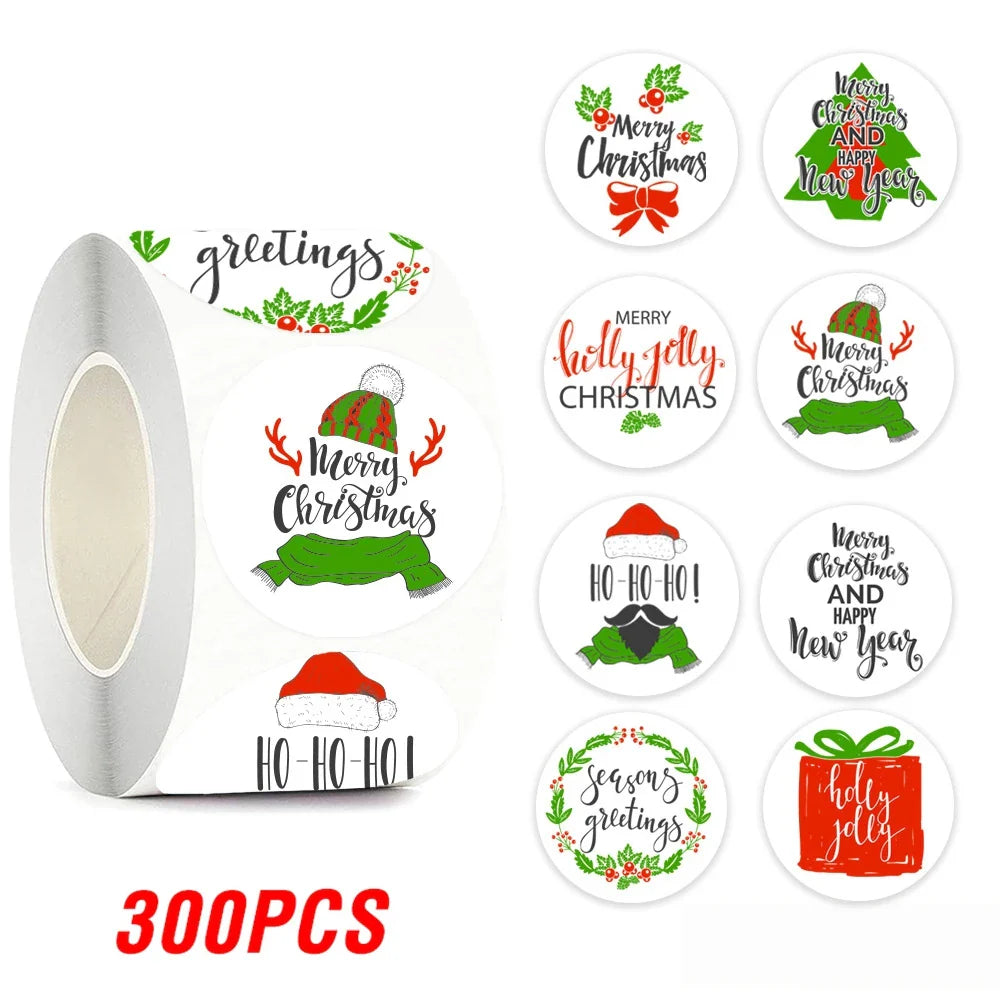 100-500pcs Merry Christmas Gift Box Decoration Seal Sticker Home Party Supplies Envelope Label Scrapbook Stickers (ONLINE ORDER ONLY)