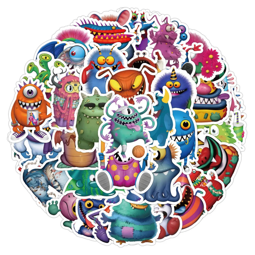 10/50Pcs Little Monster Stickers For Notebooks Stationery Kscraft Vintage Cute Sticker Craft Supplies Scrapbooking Material (Online Order Only)