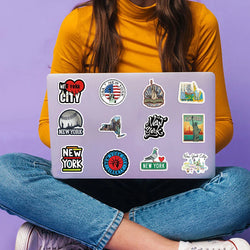 50Pcs New York Stickers America Kawaii Cartoon Decal For Skateboard Bicycle Guitar Laptop Kids Waterproof Stiker Toys (ONLINE ORDER ONLY)