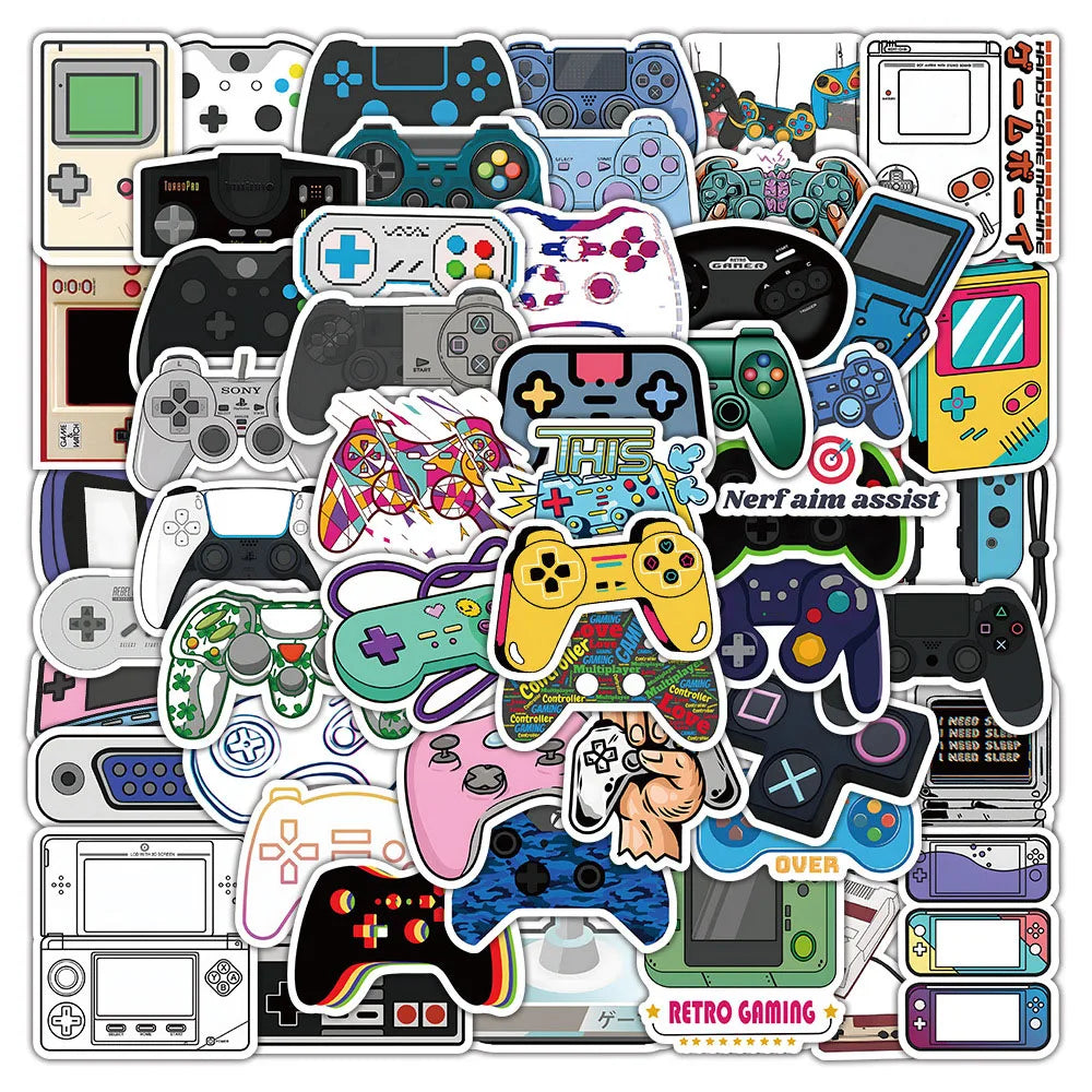 Cartoon Gamepad Stickers for Kids Toys Gifts DIY Laptop Luggage Skateboard Car (Online Order Only)