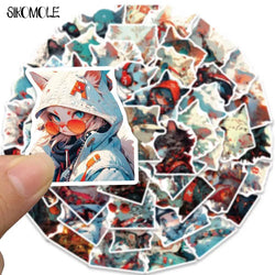 10/30/50PCS Cartoon Anime Cyberpunk Cat Anime Graffiti Stickers Kawaii DIY Travel Luggage Guitar Fridge Laptop Sticker Kid Decal (ONLINE ORDER ONLY)