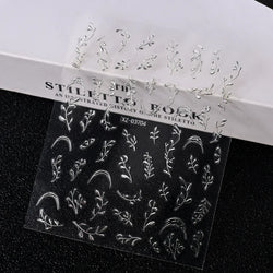 1pc 3D Gradient French Nail Stickers with Crown & Tassel Design Gold Silver Lines Self-Adhesive Nail Art Waterfall Manicure Foil (Online Order Only)