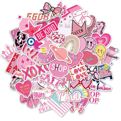 50PCS Cartoon College Style Graffiti Waterproof Stickers Creative Trendy Fridge Mug Skateboard Guitar Helmet Decoration Stickers (Online Order Only)