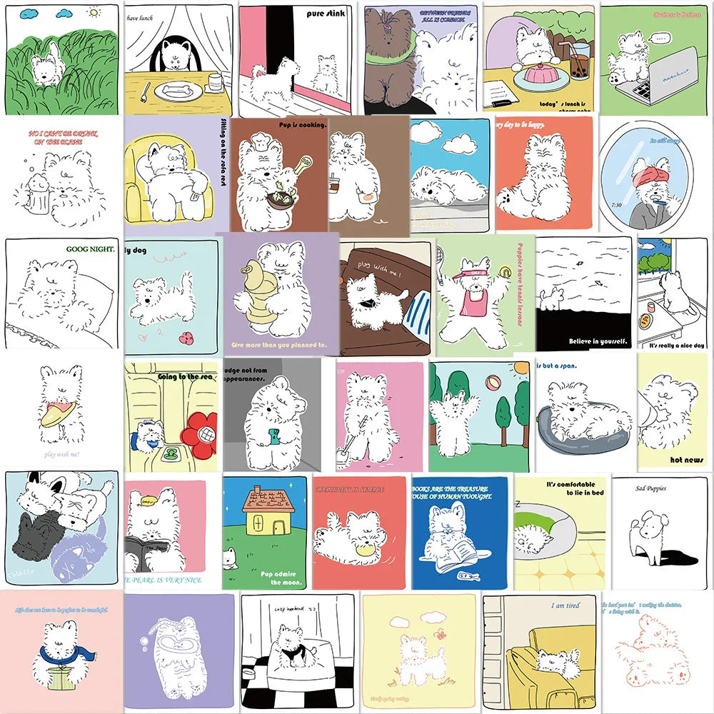 West Highland White Terrier Dog Stickers - 10/20/40pcs Cartoon Decals for Laptop, Phone, Suitcase, Scrapbook (ONLINE ORDER ONLY)