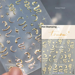 Chic Purple Serpent Flower Winding Snake Elements Shiny Dreamy Animals Self Adhesive Nail Art Sticker Embossment Manicure Decals (ONLINE ORDER ONLY)