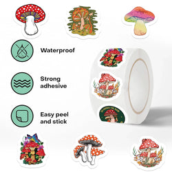 500pcs Mushroom Stickers for Children Kids Cartoon Sticker Small Cute Toys Sticker DIY Gift Sealing Label Decoration (ONLINE ORDER ONLY)
