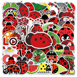 50Pcs Ladybug Cartoon Waterproof Vinyl Stickers for Skateboard Snowboard Decals (Online Order Only)